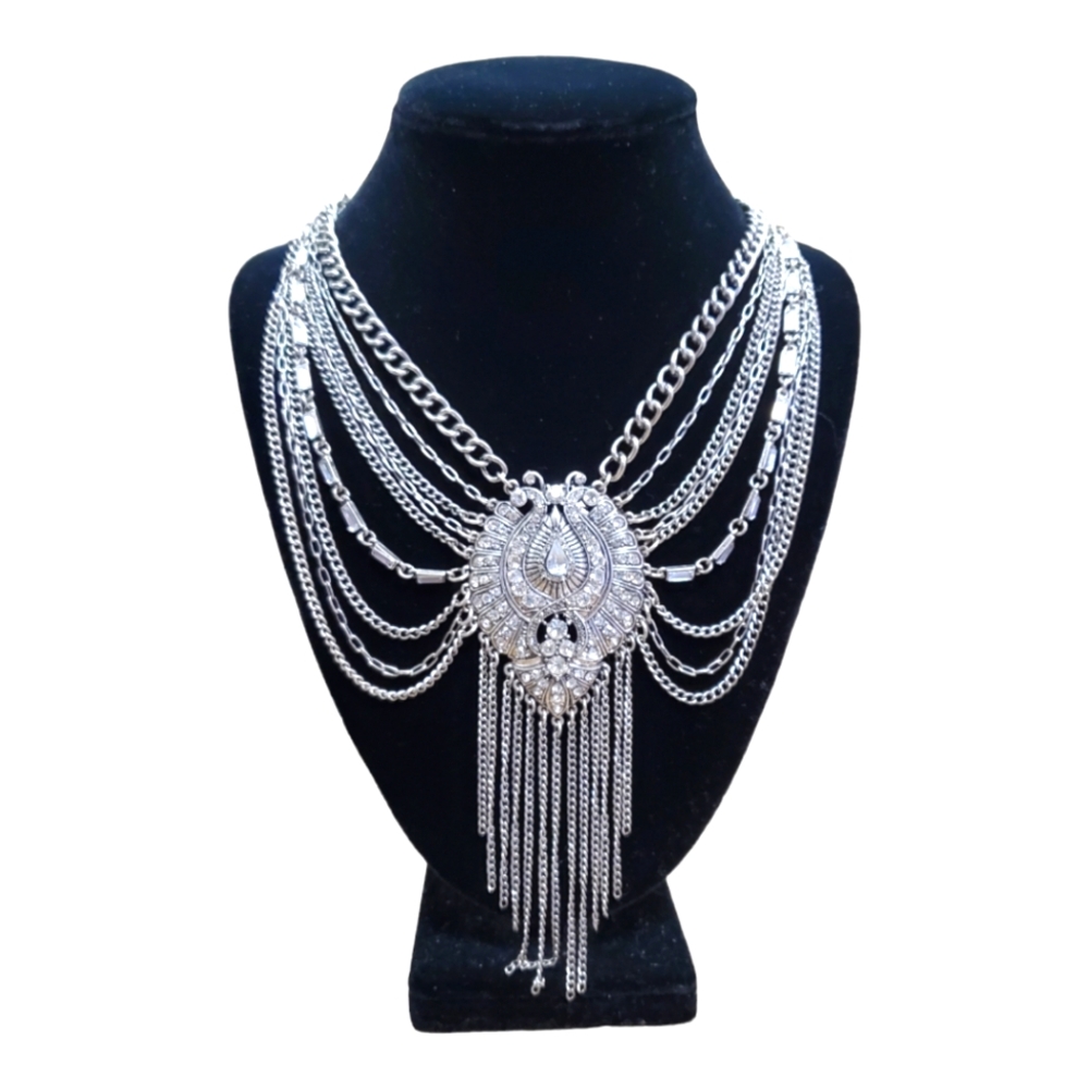 Stunning Vintage Festoon Rhine Stone Bib Necklace - New with Tags